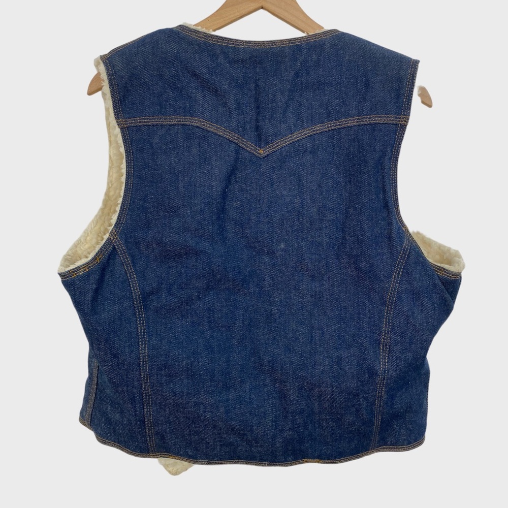 Vintage 70s Levi's Orange Tab Sherpa Lined Denim Vest - Picture 4 of 8